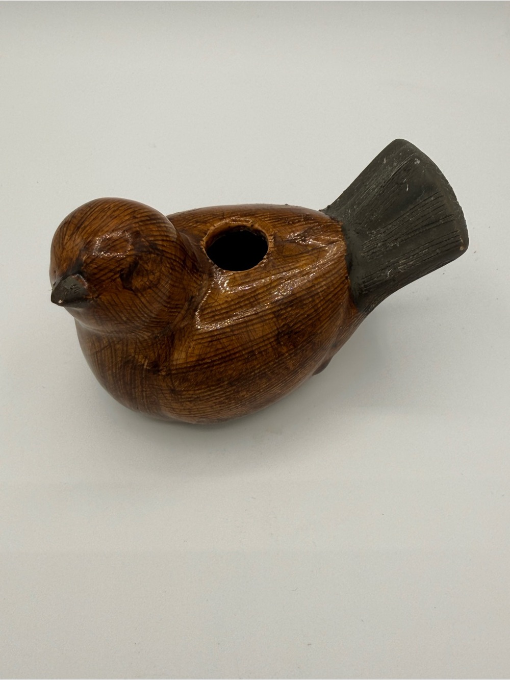 Vintage “Tail Soar” Ceramic Bird Brown With Grey Tail Candle Holder/Bud Vase